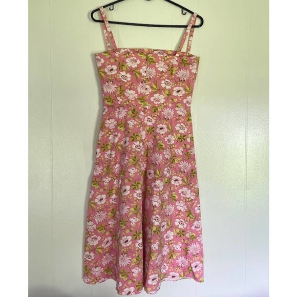 Lynn Lugo Strapless Pink Floral Sundress Spaghetti Straps Size‎ 6 - Picture 3 of 5
